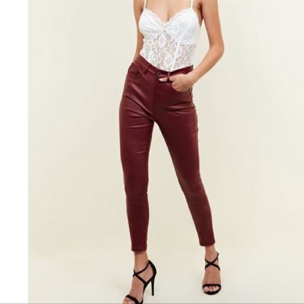 L'AGENCE Margot Jeans coated high-rise skinny Size 25 Dark Berry